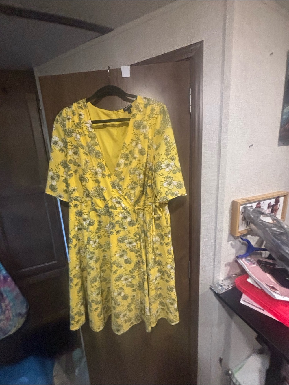 torrid Yellow Floral Wrap Mini Dress